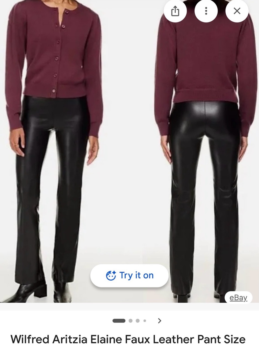 Wilfred Black Faux Leather Boot-Cut Pants